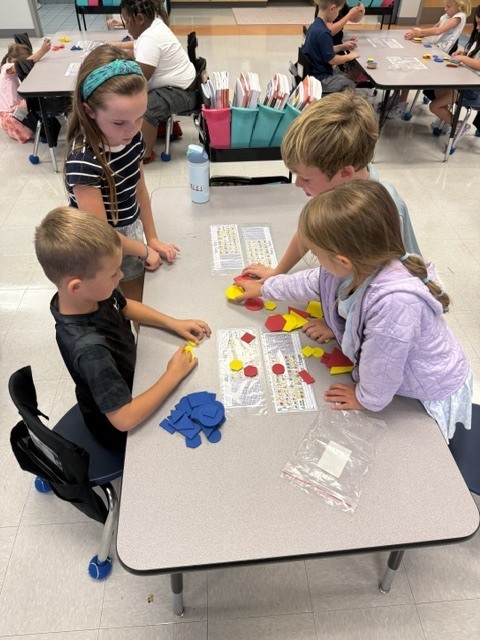 first graders sorting