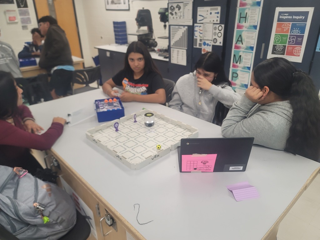Robotics students here at CFMS getting their first chance to operate their new Vex AIM bots! They are playing soccer to learn the basic controls, before moving on to coding them.