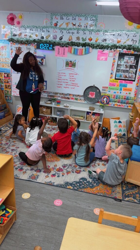 Teacher and students.