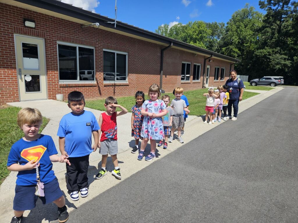 Students in a line.