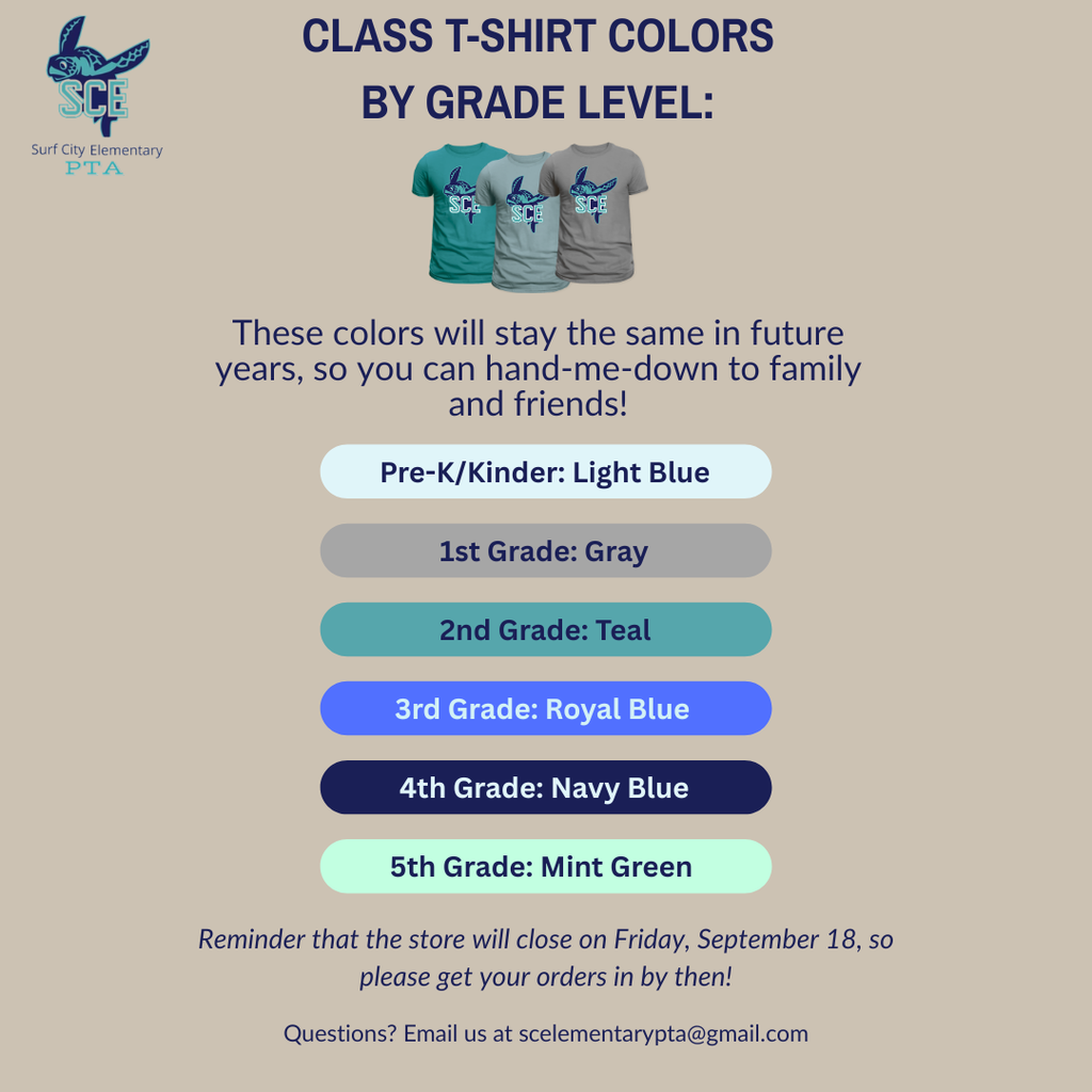 grade level tshirt orders