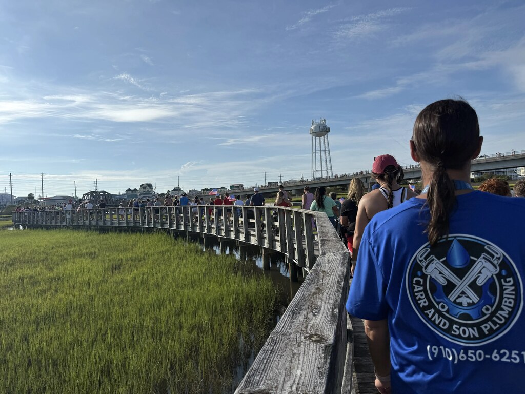 5th graders on a bridge walk