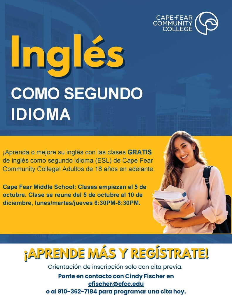 english as a second language flyer (Spanish version)