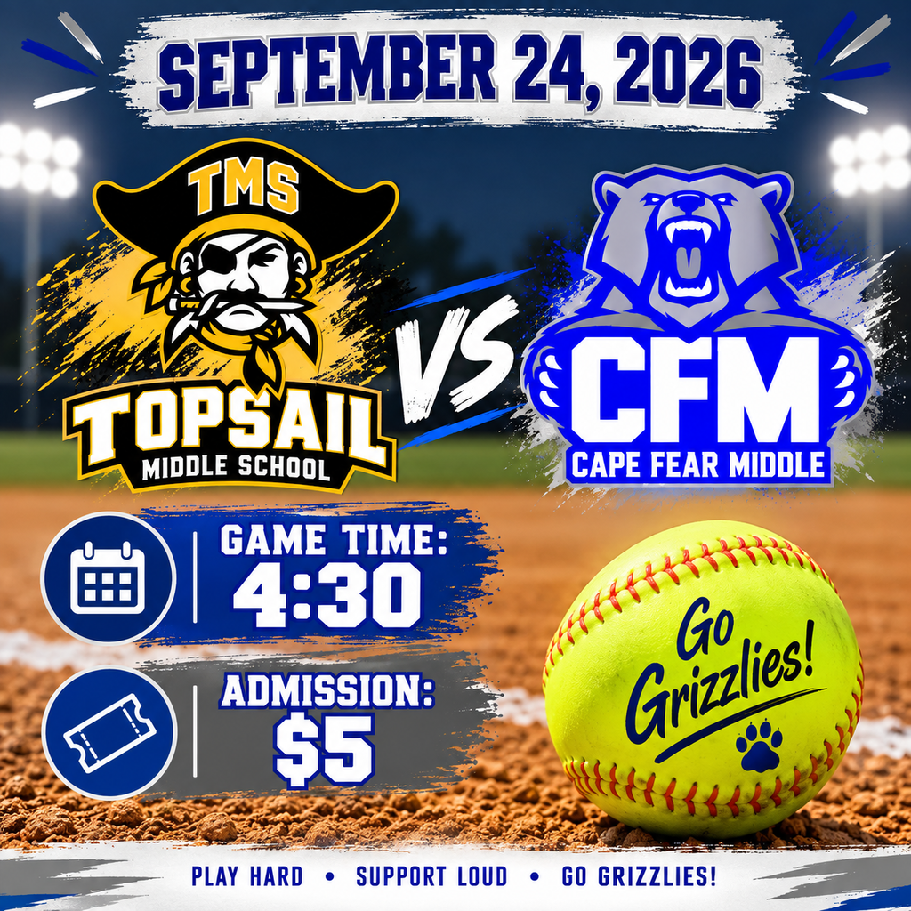 Come out and support your Cape Fear Middle School  softball team as they take on TMS right here at home!