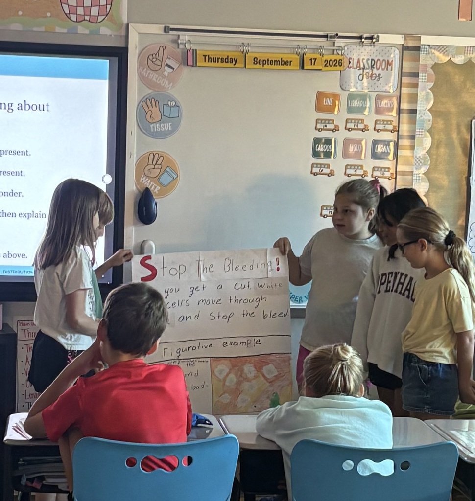 4th graders working on a group project