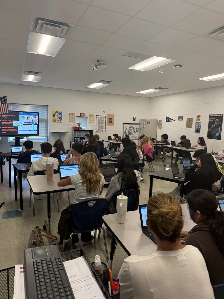 Mrs. Simmons visited our 8th grade Social Studies classes to help students explore an important question: What do you value in your work? (And yes — school counts too!) Great conversations about achievement, teamwork, creativity, and more as our Grizzlies start thinking ahead to their future careers.
