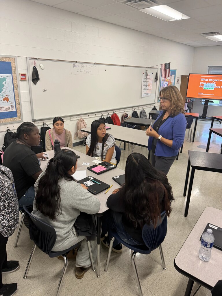 Mrs. Simmons visited our 8th grade Social Studies classes to help students explore an important question: What do you value in your work? (And yes — school counts too!) Great conversations about achievement, teamwork, creativity, and more as our Grizzlies start thinking ahead to their future careers.
