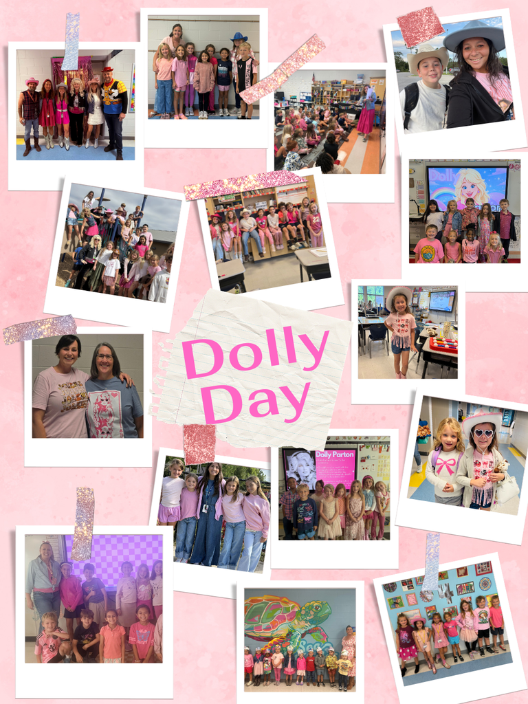 students and staff dressed up like Dolly Parton