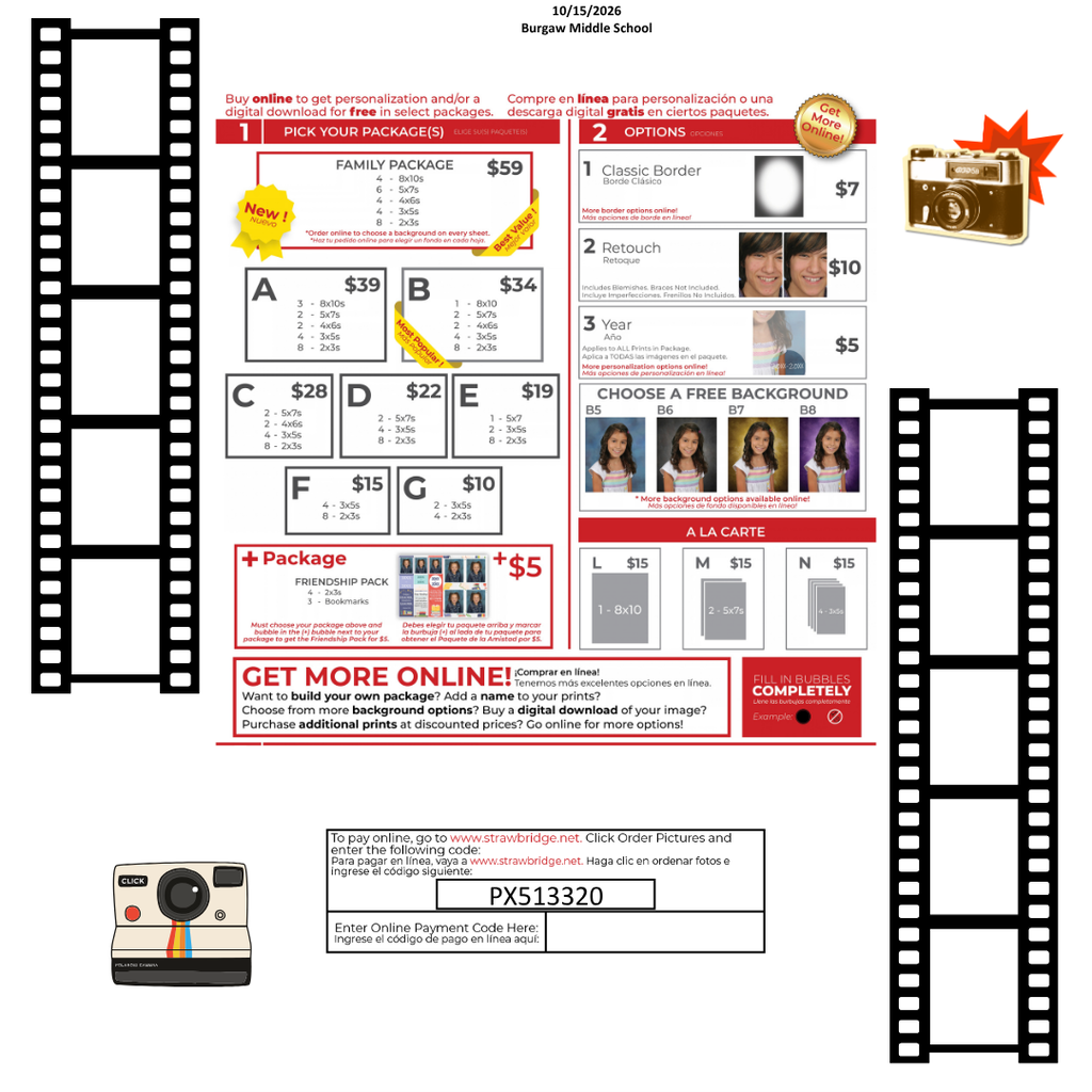fall picture day pricing options flyer