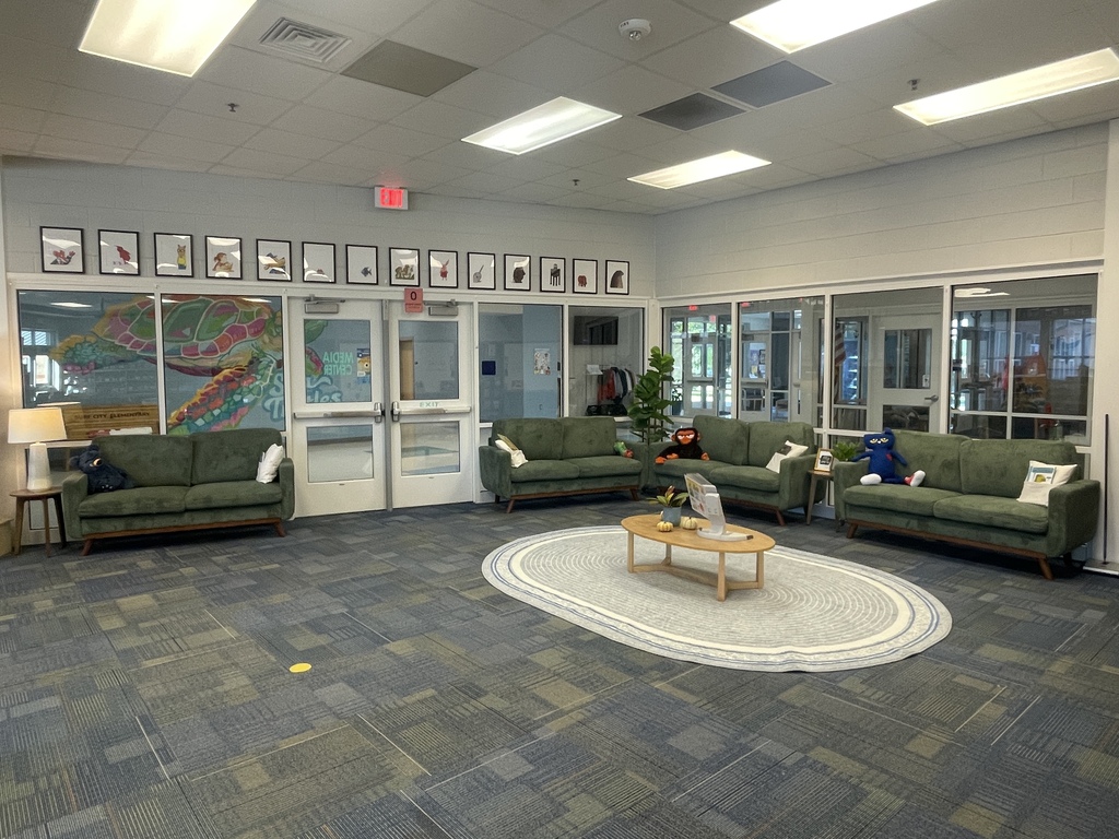 front of library with couches