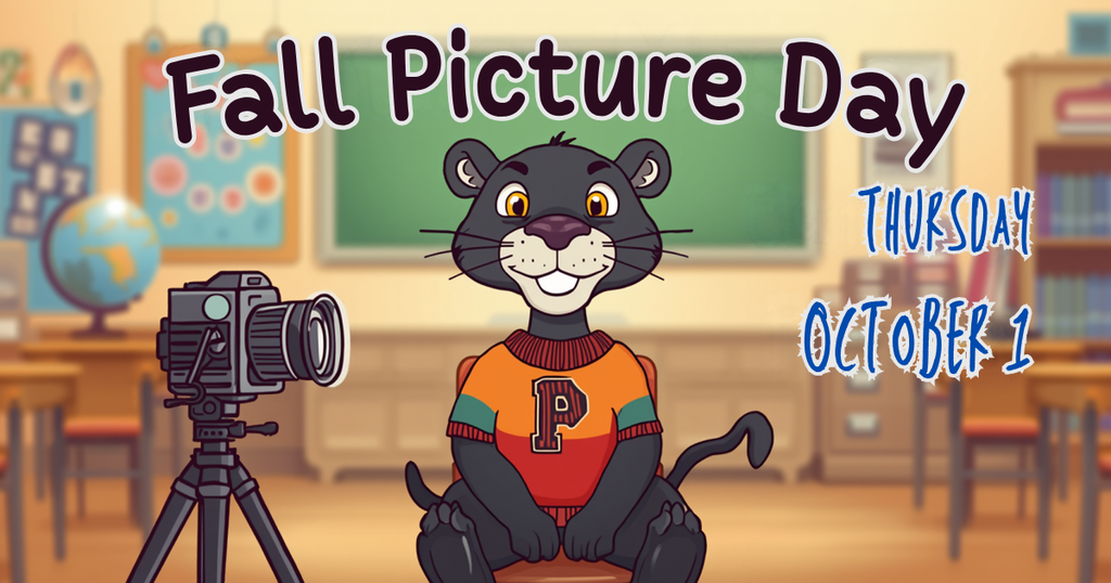 panther mascot having photo taken