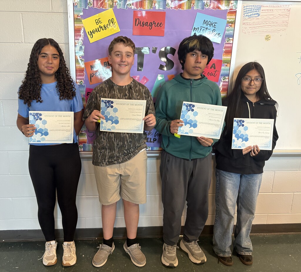 8th grade students of the month for September