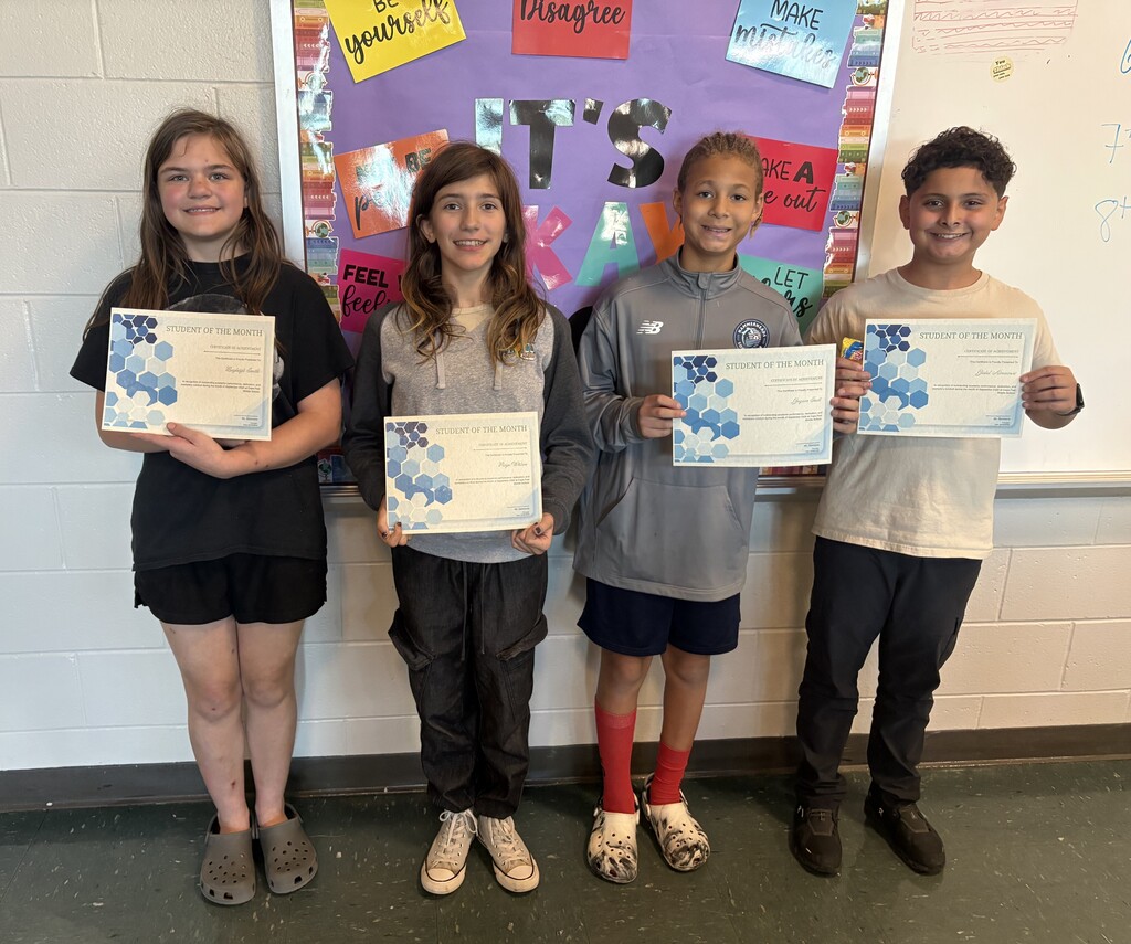6th grade students of the month for September