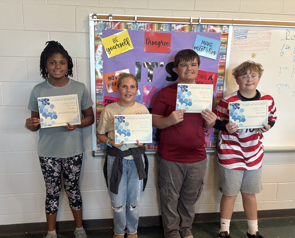 7th grade students of the month for September