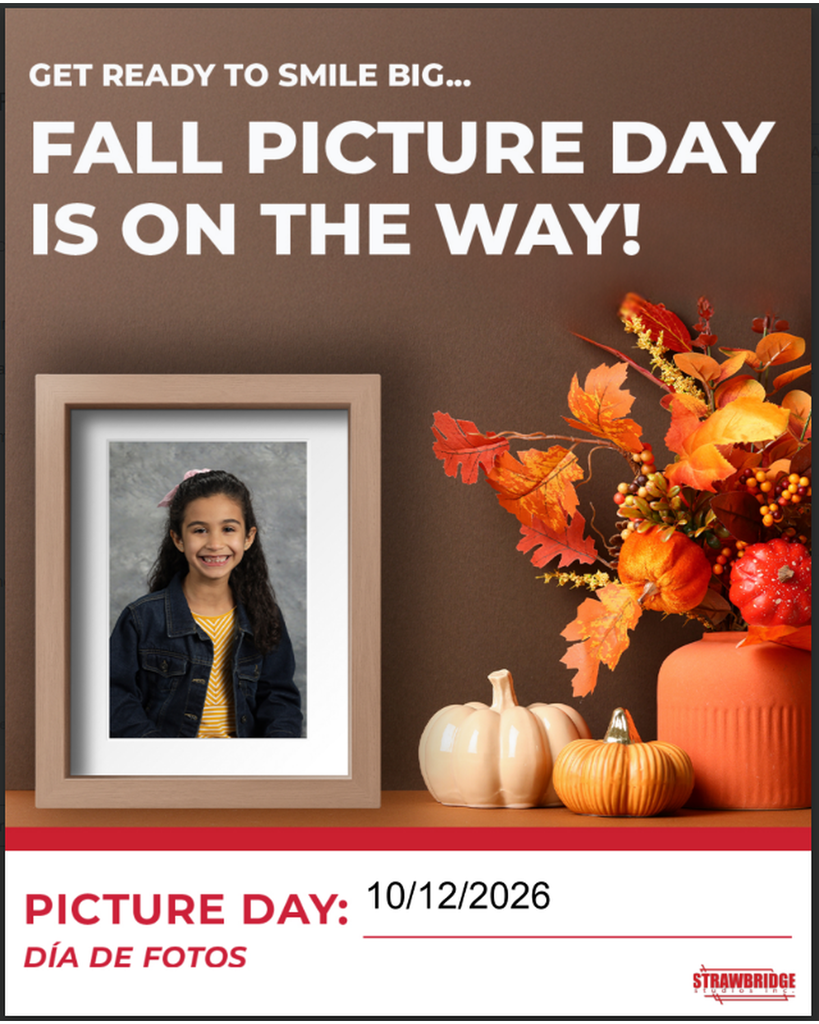 📸 Fall Picture Day is Almost Here! 🍂 Get ready to smile big, Cape Fear Middle School families! Fall Picture Day is coming up on Monday, October 12, 2026.