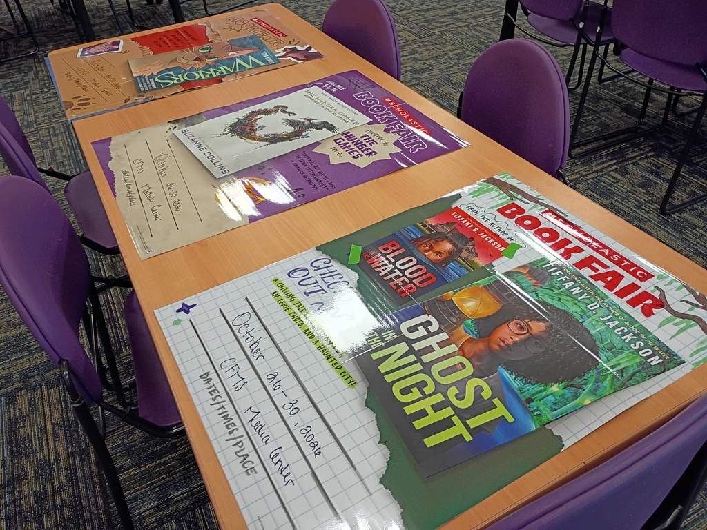 Something exciting is happening in the Cape Fear Middle School Media Center this week! Ms. Sova is hard at work getting ready for our first Scholastic Book Fair in 7 years ready.