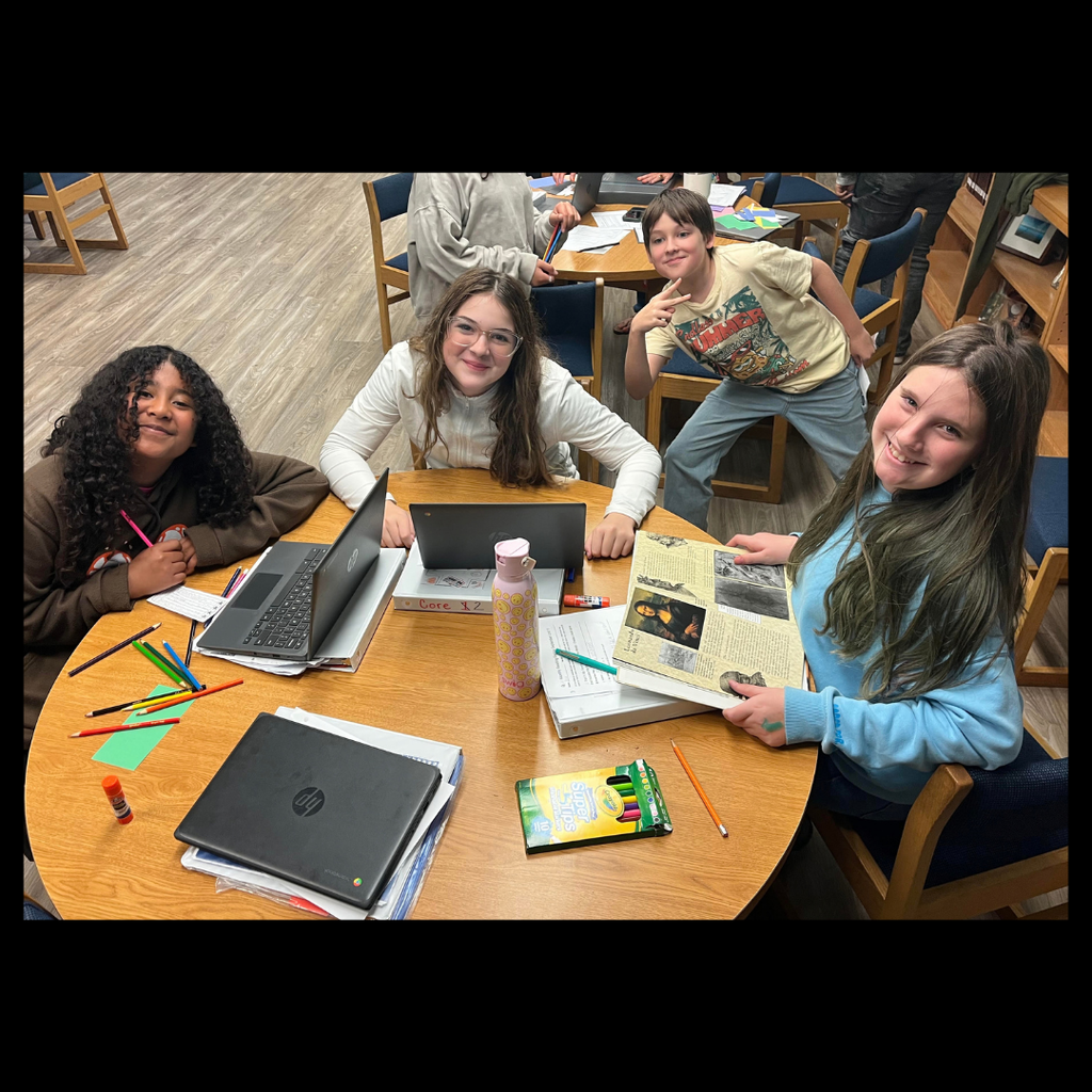 students working in library