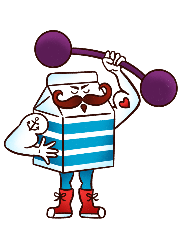 Milk strong man circus performer
