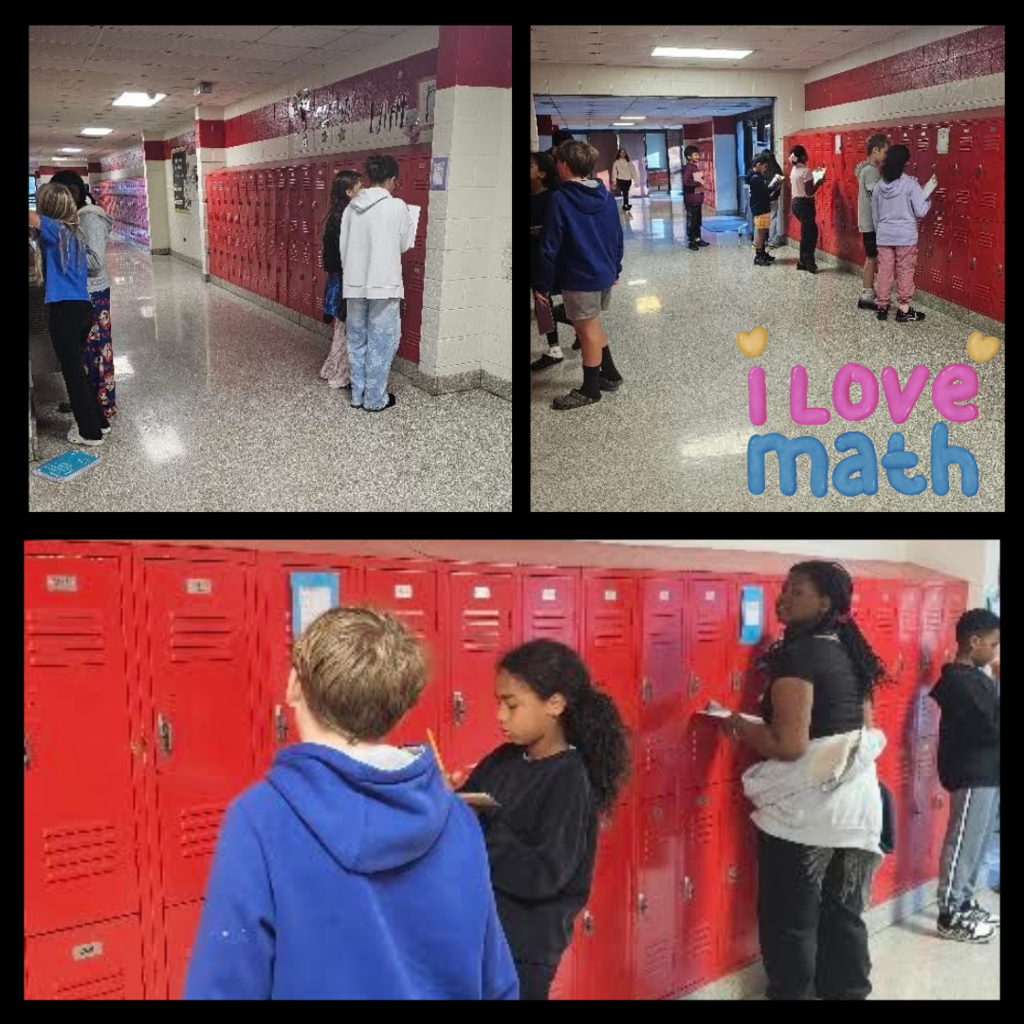 students working on assignment in hallway