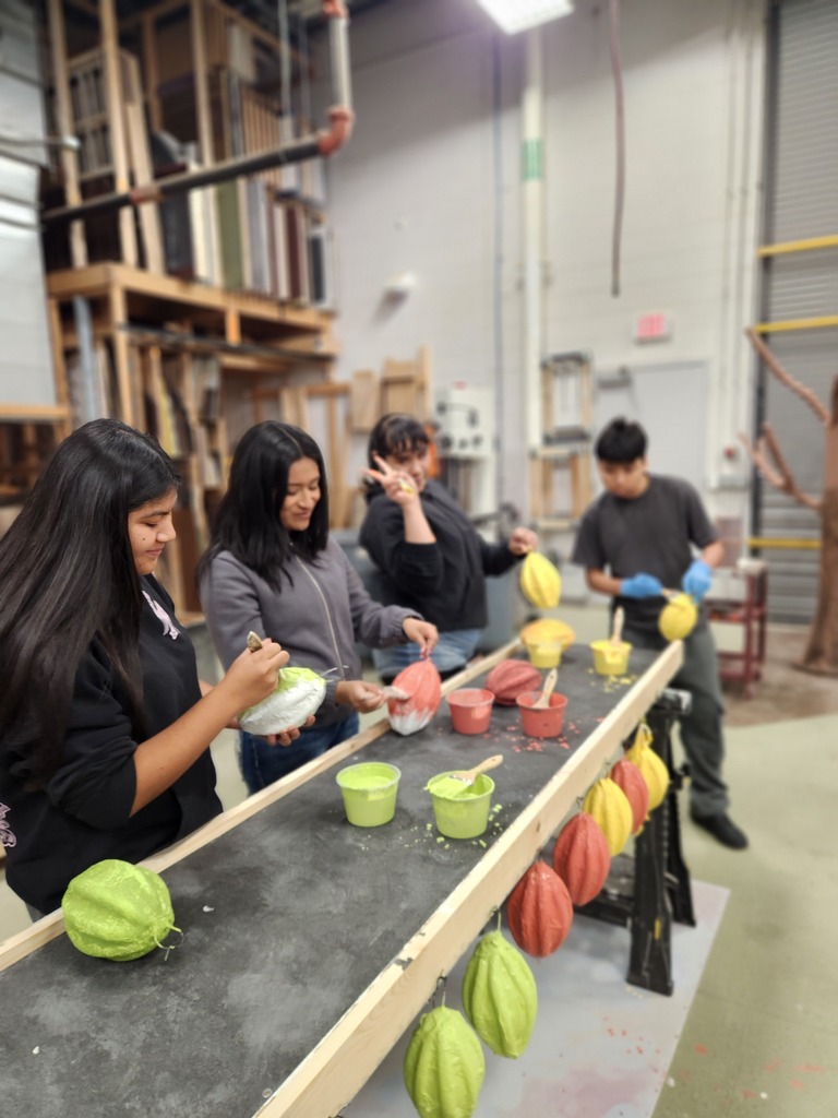 students working on hispanic heritage month displays