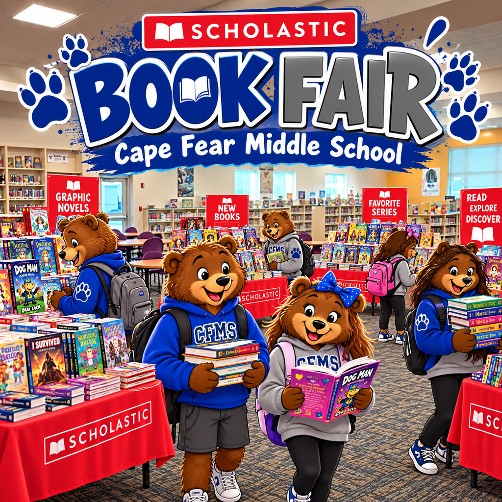 The Scholastic Book Fair is almost here! Join us at the Cape Fear Middle School Media Center October 26-30.