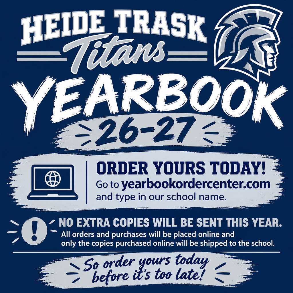 💙🩶 **HEIDE TRASK TITANS — 2026–2027 YEARBOOKS ARE ON SALE NOW!** 🩶💙  📸 Don’t miss out on a year full of memories! Families can order their student’s yearbook today at **[yearbookordercenter.com](https://www.yearbookordercenter.com/)** by searching for *Heide Trask High School*.  🚨 **IMPORTANT: NO EXTRA COPIES WILL BE ORDERED THIS YEAR!** All yearbooks must be purchased online. Only copies purchased online will be shipped to the school, so once ordering closes, additional copies will NOT be available.  🏆 Make sure your Titan has a copy of this year’s memories!  👉 **ORDER TODAY before it’s too late!**  #HeideTraskTitans #HTHSYearbook #TitanPride #Yearbook2027