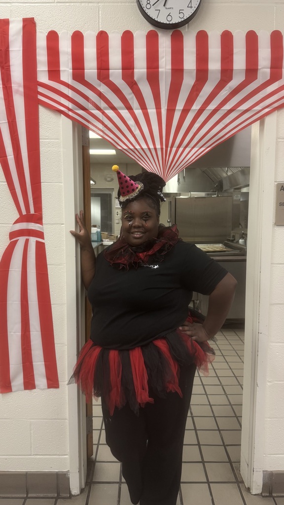 Child Nutrition Staff member dressed in festive circus costume