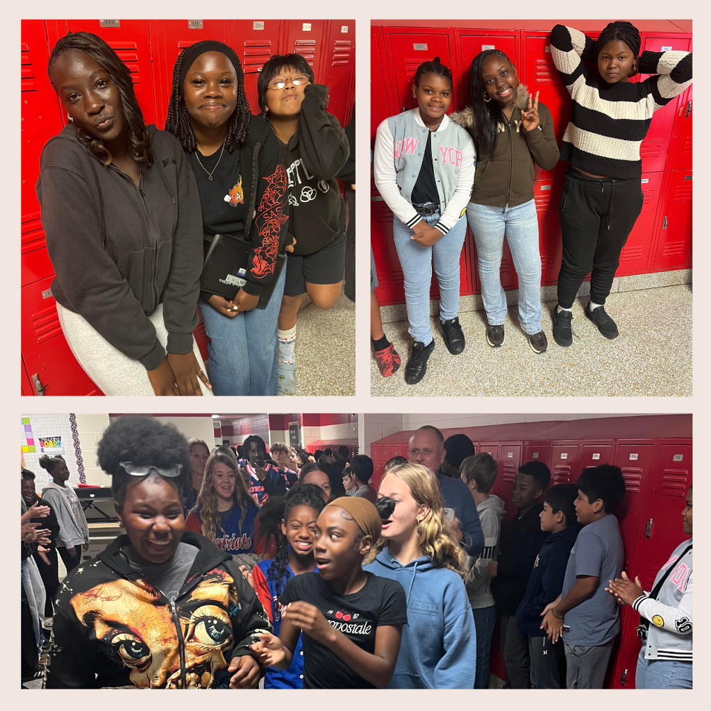 students in hallway during sports celebration