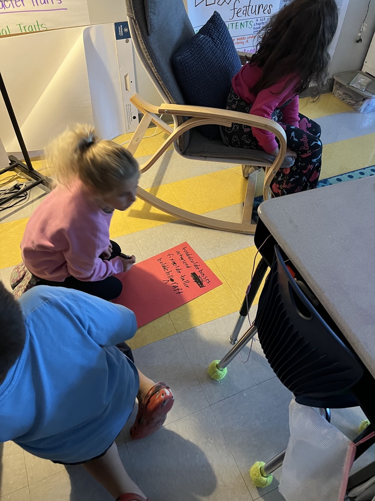 2nd graders working on an activity in small groups