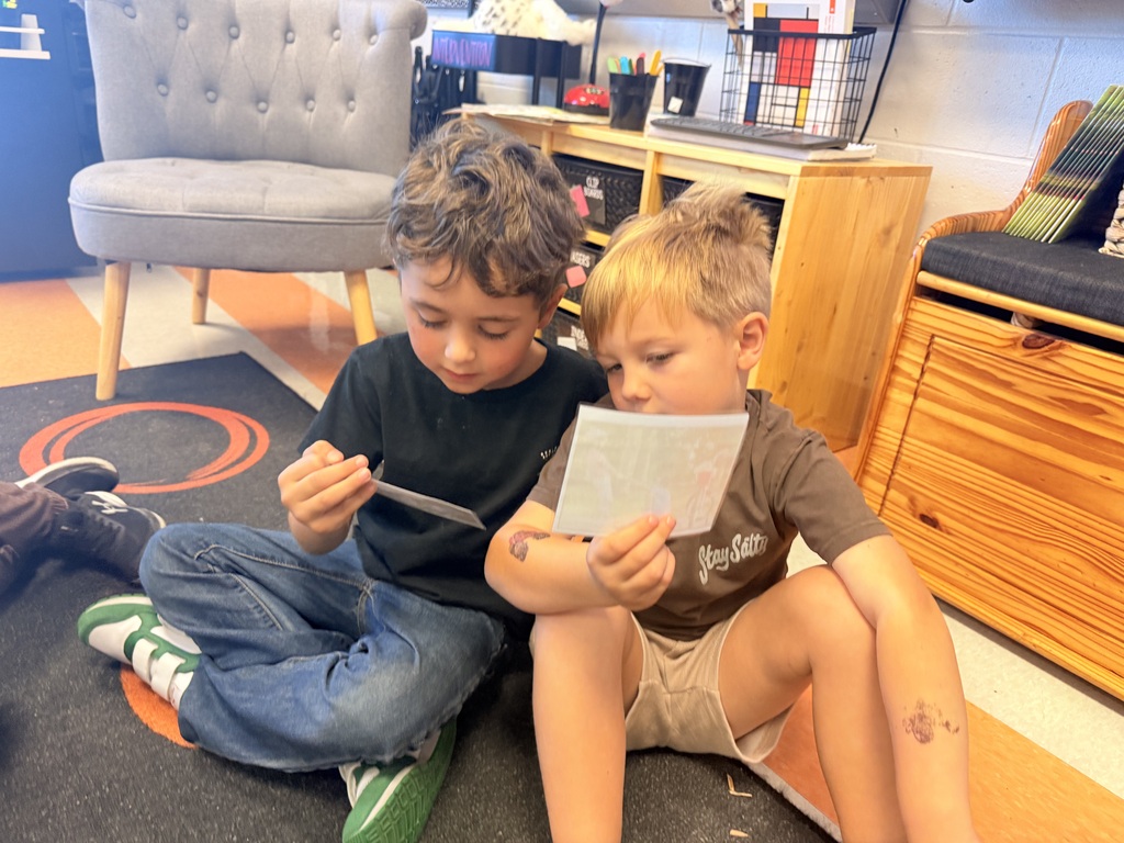 Kindergarten students working together in pairs
