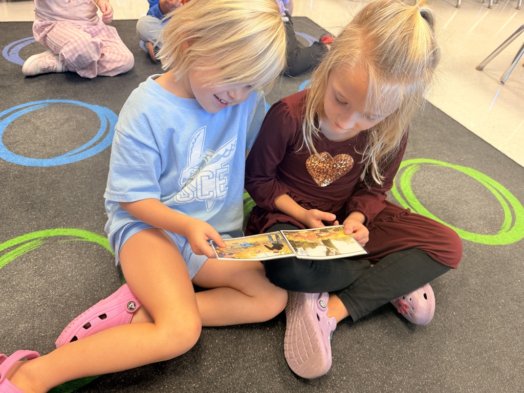 Kindergarten students working together in pairs