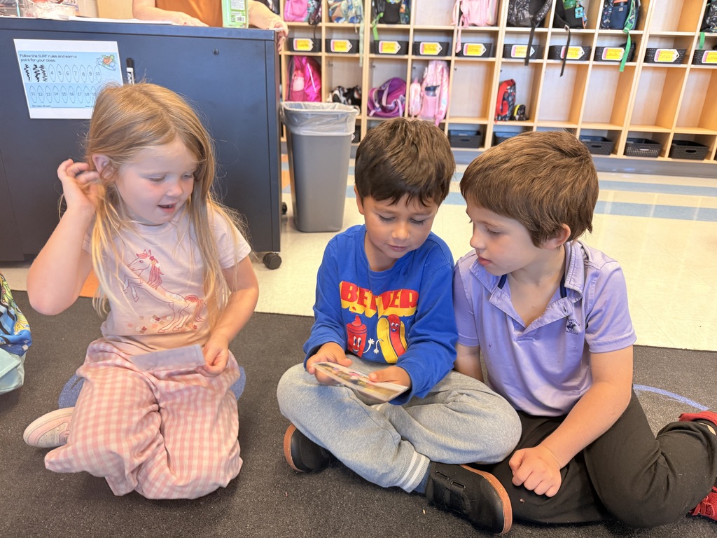 Kindergarten students working together in pairs