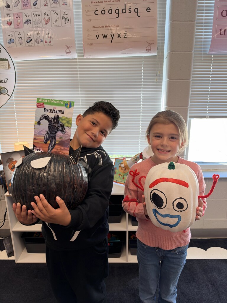 pumpking decorated to look like a book character
