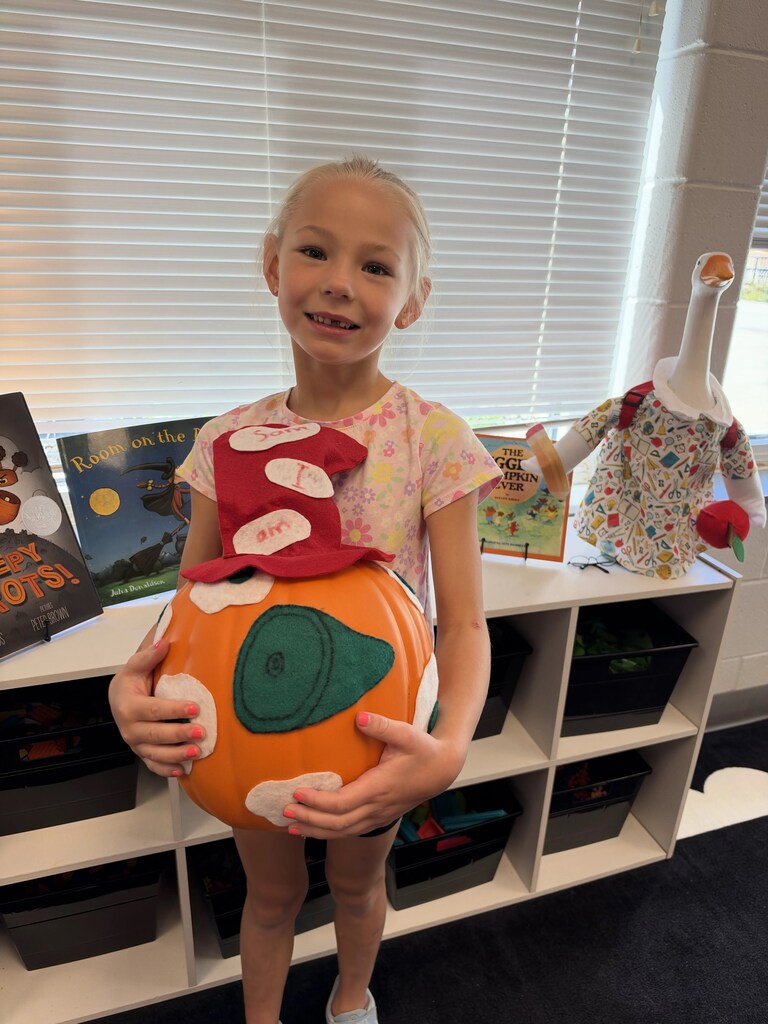 pumpking decorated to look like a book character