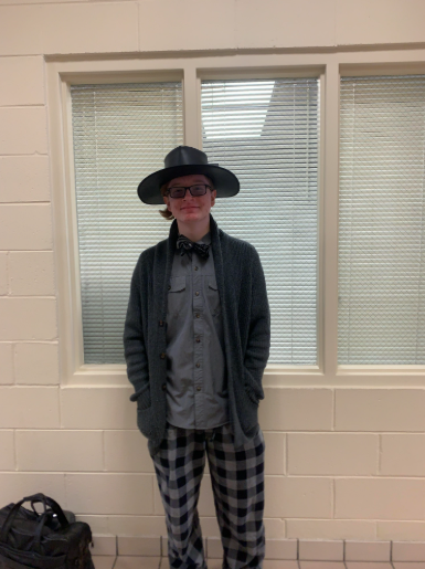 A student wearing their pajamas.