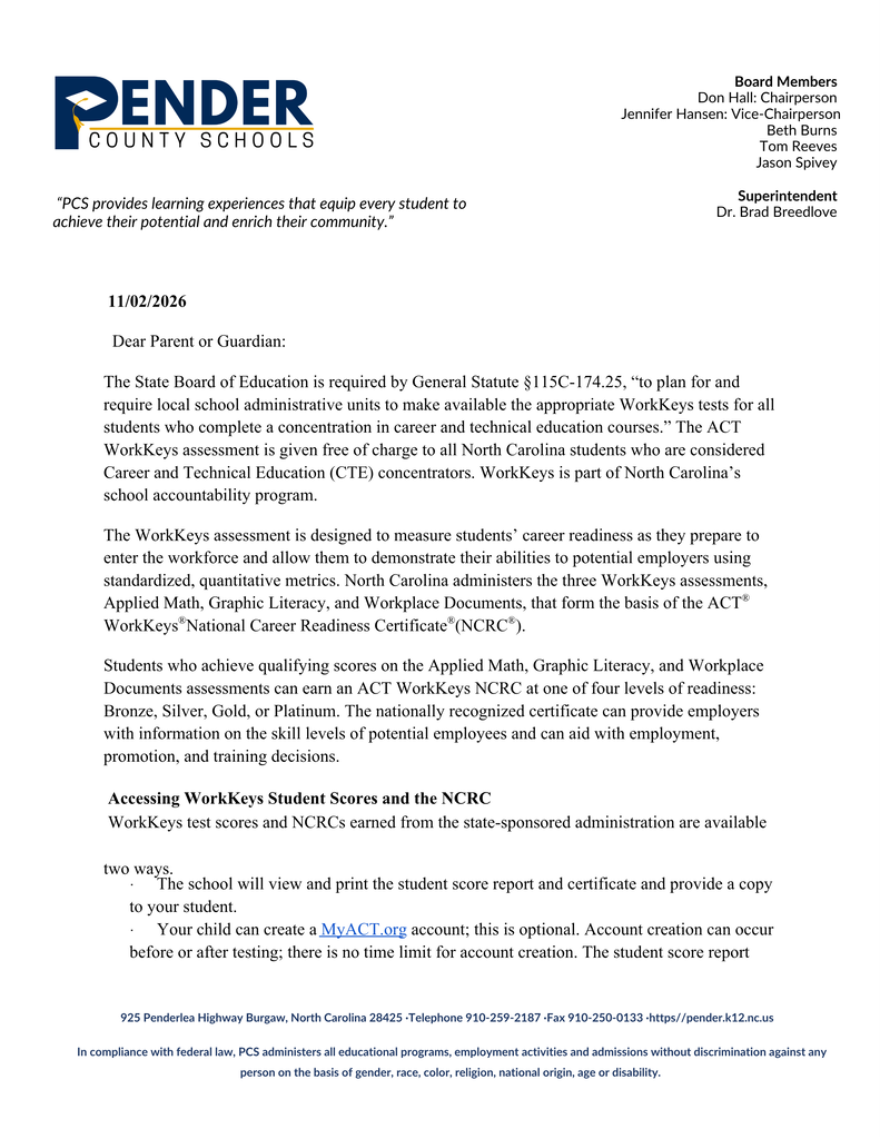 workkeys letter
