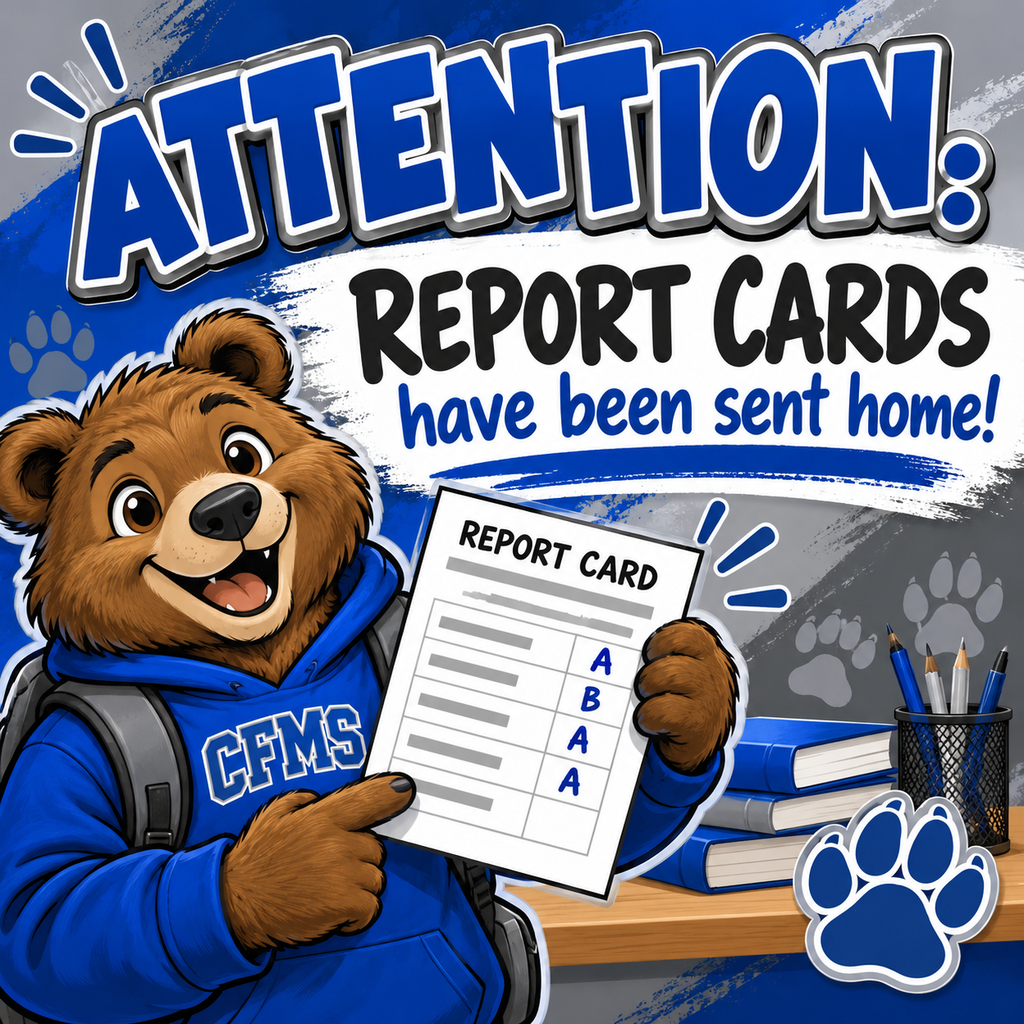 📣 Report Card Day at Cape Fear Middle! 📣  Grizzly families, report cards were handed out this morning during homeroom! 📝🐻  Be sure to ask your student about it tonight. Celebrate the wins, talk through any goals for next quarter, and let them know you’re proud of their effort! 💙🩶  Go Grizzlies! 🐾  #CapeFearMiddle #GrizzlyPride #GrizzlyFamilies #ReportCardDay #GoGrizzlies #RoyalBlueAndGray #MiddleSchoolLife #FamilyEngagement