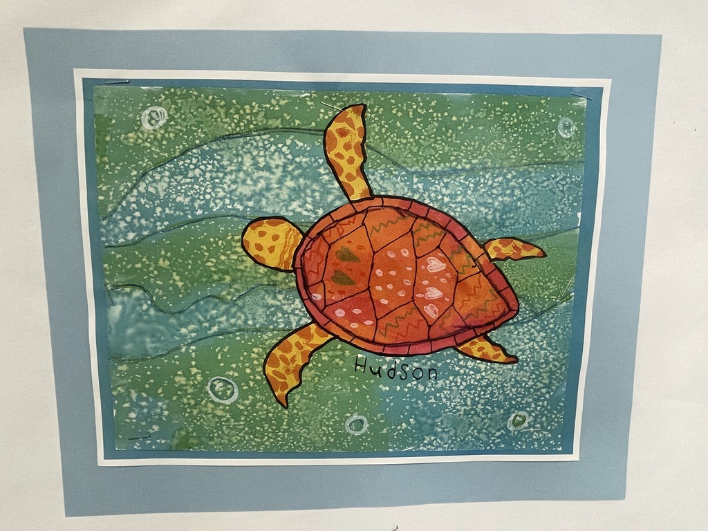 student art work hanging in the hallway