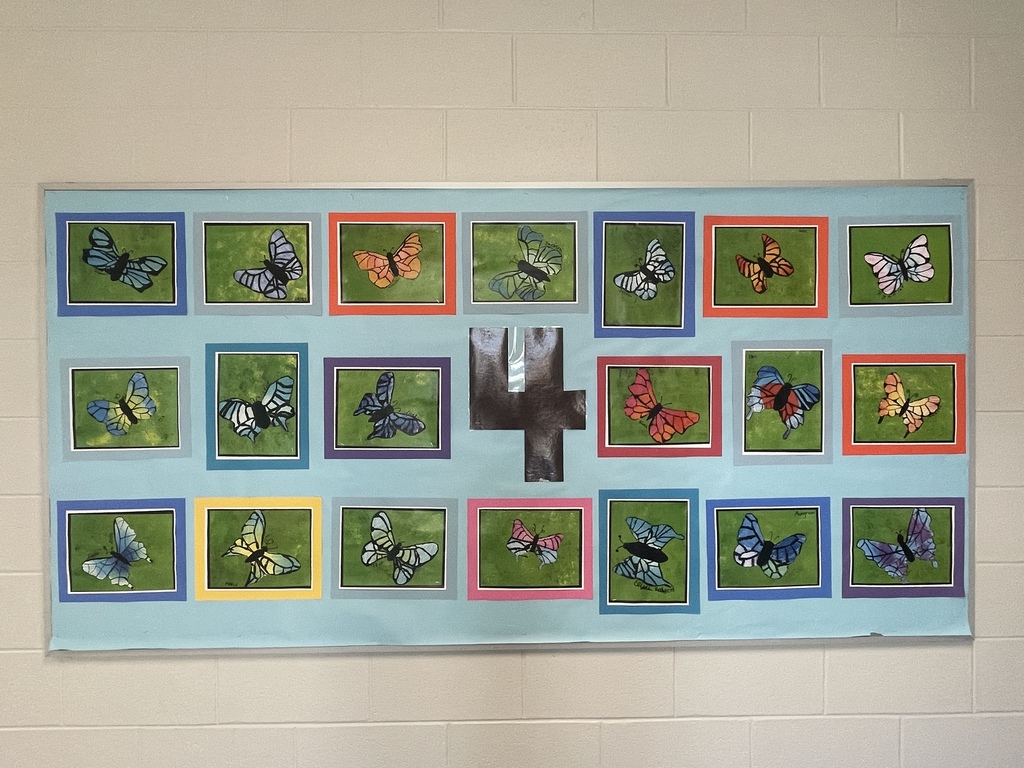 student art work hanging in the hallway