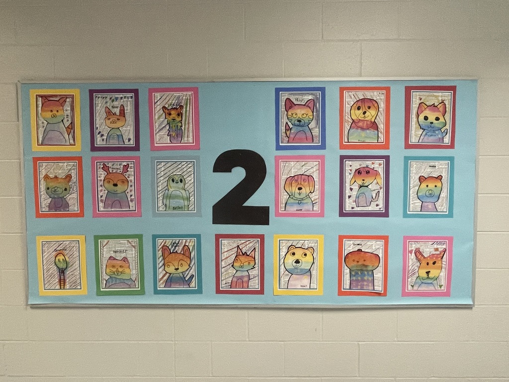 student art work hanging in the hallway
