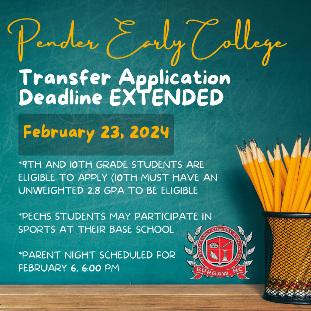 The Transfer Applications for PECHS are due February 20th!!