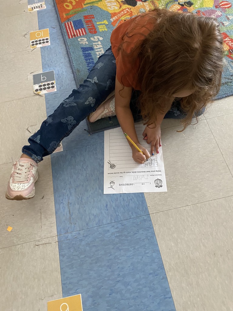 first graders looking at the room for words
