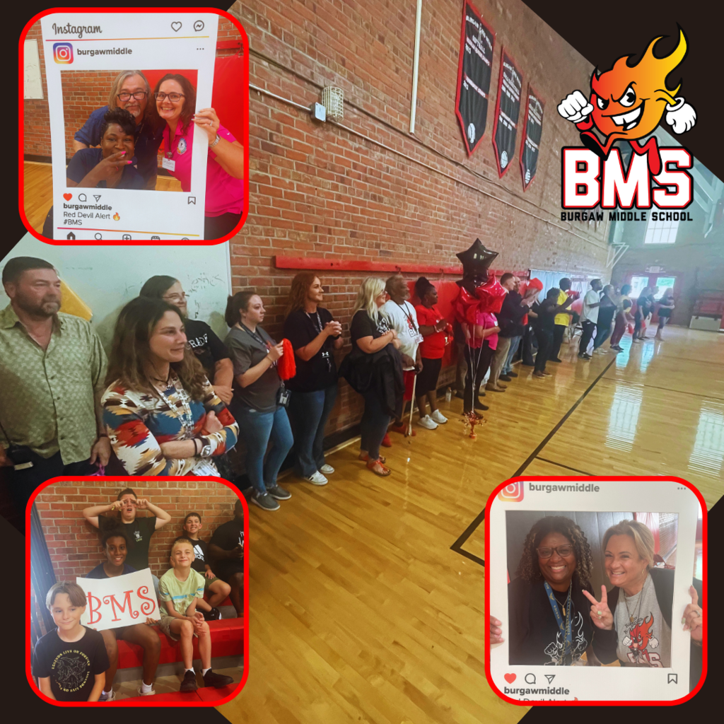 staff members and students attending pep rally