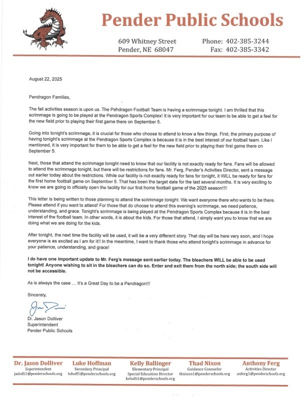 Scrimmage Letter