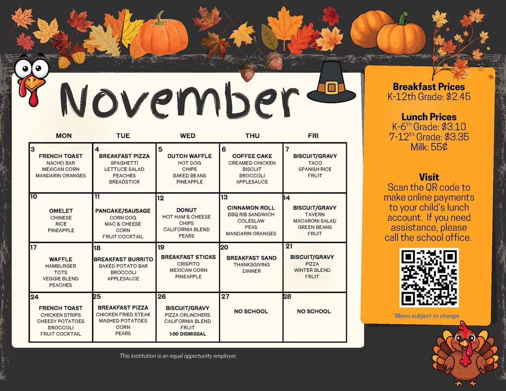 November Lunch Menu