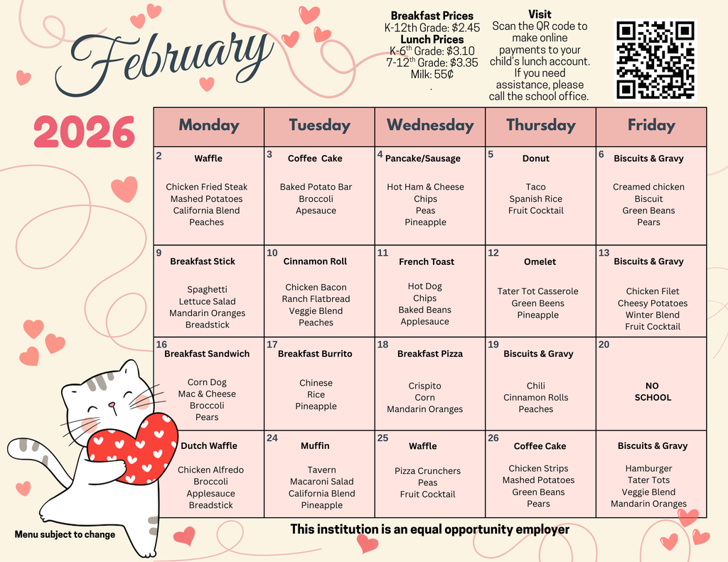 February 2026 Lunch Menu