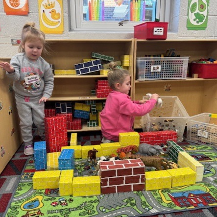 playing in the block center 
