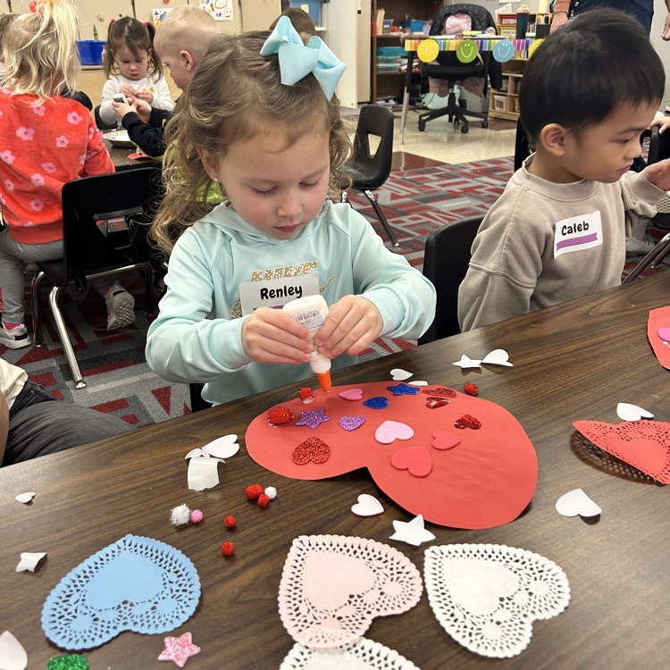 making a Valentine for mom and dad 