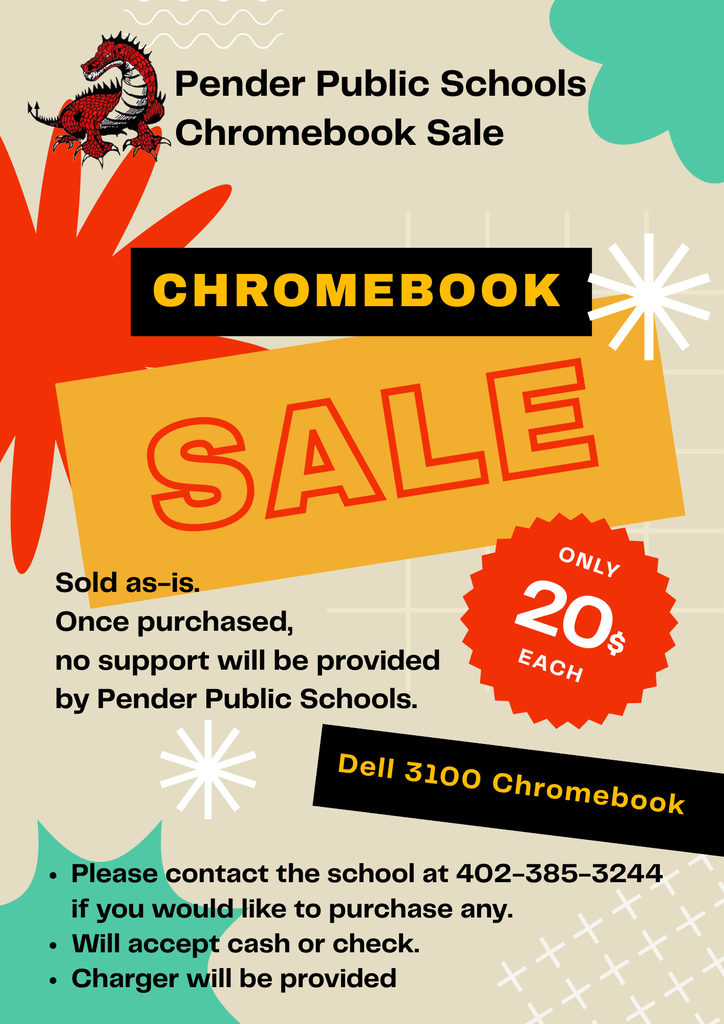 Dell 3100 Chromebook Sale - $20 per Chromebook - comes with charger - call 402-385-3244 for more information