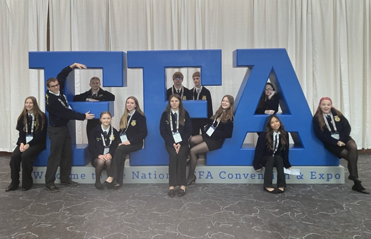 Group photo with FFA sign